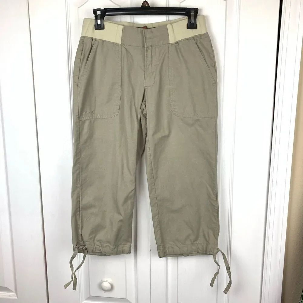 Merrel Khaki Linen Blend Capris‎
